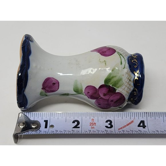 Vintage Stick Hatpin‎ 13 Hole Holder Vase Grapes And Leaves Blue Purple Green - Picture 8 of 8